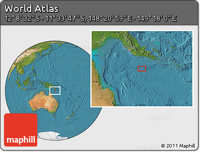 Satellite Location Map of the Area around 11° 51' 9" S, 148° 49' 29" E