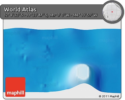 Physical 3D Map of the Area around 11° 51' 9" S, 148° 40' 30" W