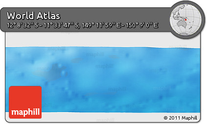 Physical Panoramic Map of the Area around 11° 51' 9" S, 149° 40' 30" E