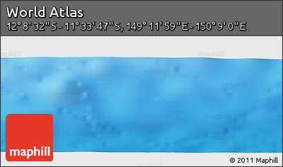 Physical Panoramic Map of the Area around 11° 51' 9" S, 149° 40' 30" E