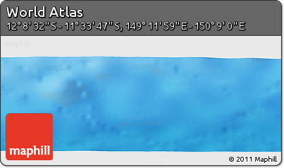 Physical Panoramic Map of the Area around 11° 51' 9" S, 149° 40' 30" E