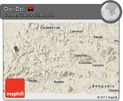 Shaded Relief Panoramic Map of Doi-Doi