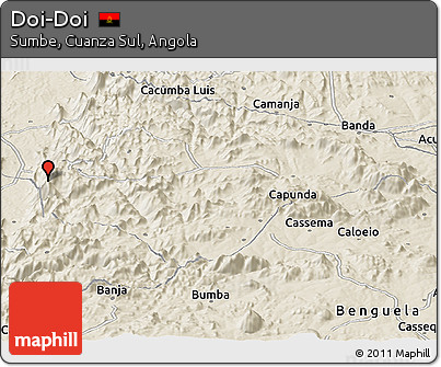 Shaded Relief Panoramic Map of Doi-Doi