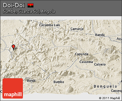 Shaded Relief Panoramic Map of Doi-Doi