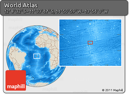 Shaded Relief Location Map of the Area around 11° 51' 9" S, 14° 22' 30" W