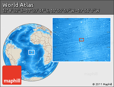 Shaded Relief Location Map of the Area around 11° 51' 9" S, 14° 22' 30" W
