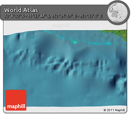 Satellite 3D Map of the Area around 11° 51' 9" S, 153° 4' 29" E