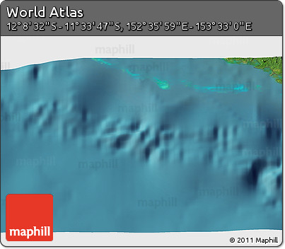 Satellite 3D Map of the Area around 11° 51' 9" S, 153° 4' 29" E