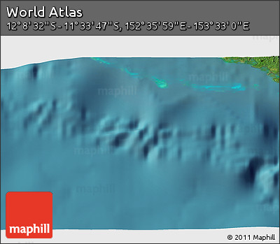 Satellite 3D Map of the Area around 11° 51' 9" S, 153° 4' 29" E