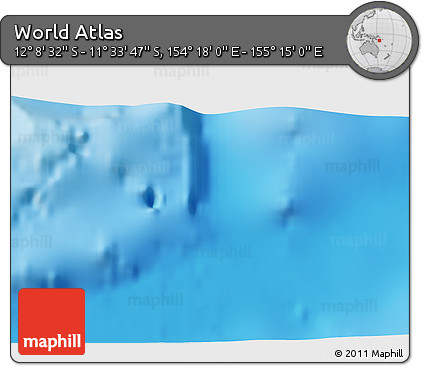 Physical 3D Map of the Area around 11° 51' 9" S, 154° 46' 30" E