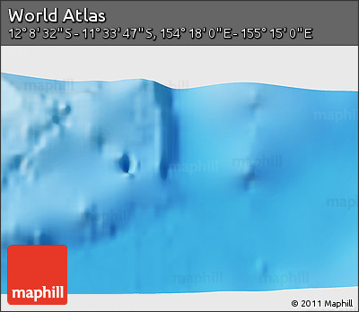 Physical 3D Map of the Area around 11° 51' 9" S, 154° 46' 30" E