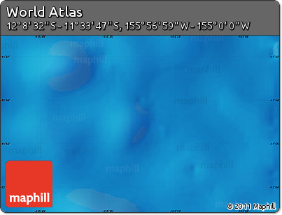 Physical Map of the Area around 11° 51' 9" S, 155° 28' 29" W
