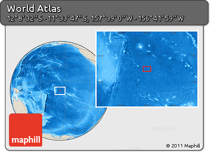 Shaded Relief Location Map of the Area around 11° 51' 9" S, 157° 10' 30" W