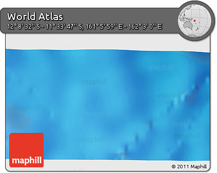 Physical 3D Map of the Area around 11° 51' 9" S, 161° 34' 29" E