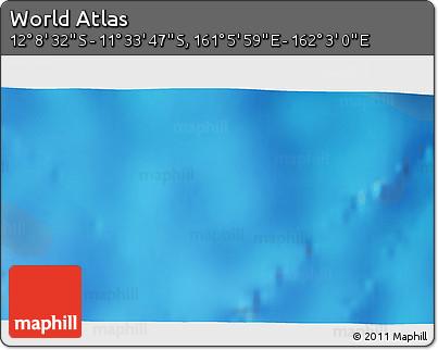 Physical 3D Map of the Area around 11° 51' 9" S, 161° 34' 29" E