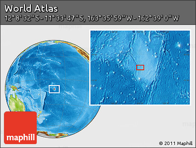 Physical Location Map of the Area around 11° 51' 9" S, 163° 7' 30" W