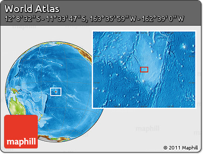 Physical Location Map of the Area around 11° 51' 9" S, 163° 7' 30" W