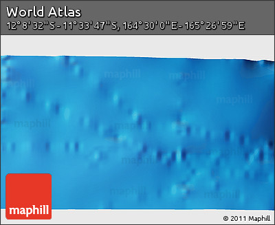 Physical 3D Map of the Area around 11° 51' 9" S, 164° 58' 29" E