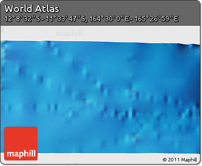 Physical 3D Map of the Area around 11° 51' 9" S, 164° 58' 29" E