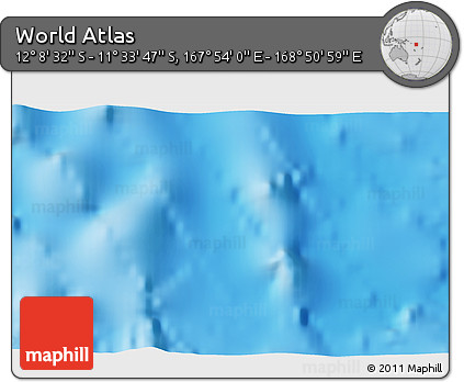 Physical 3D Map of the Area around 11° 51' 9" S, 168° 22' 30" E