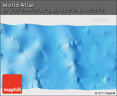 Physical 3D Map of the Area around 11° 51' 9" S, 168° 22' 30" E