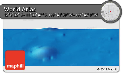 Shaded Relief Panoramic Map of the Area around 11° 51' 9" S, 168° 13' 29" W