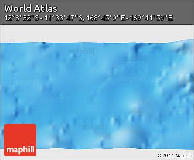 Physical 3D Map of the Area around 11° 51' 9" S, 169° 13' 29" E