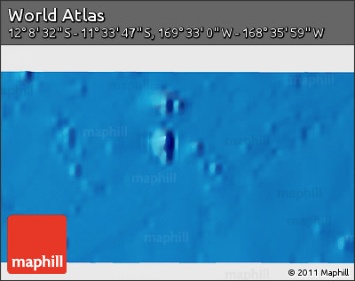 Physical 3D Map of the Area around 11° 51' 9" S, 169° 4' 29" W