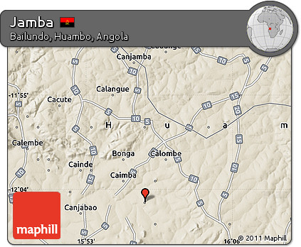 Shaded Relief Map of Jamba