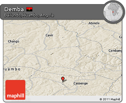 Shaded Relief Panoramic Map of Demba