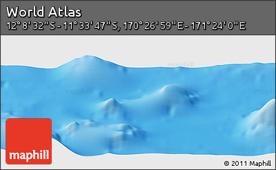 Physical Panoramic Map of the Area around 11° 51' 9" S, 170° 55' 30" E