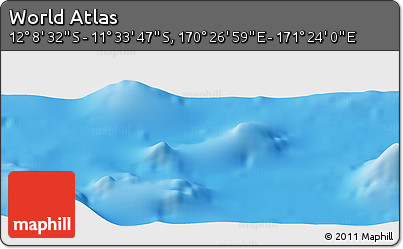 Physical Panoramic Map of the Area around 11° 51' 9" S, 170° 55' 30" E