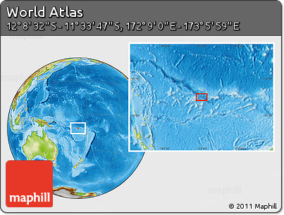 Physical Location Map of the Area around 11° 51' 9" S, 172° 37' 30" E
