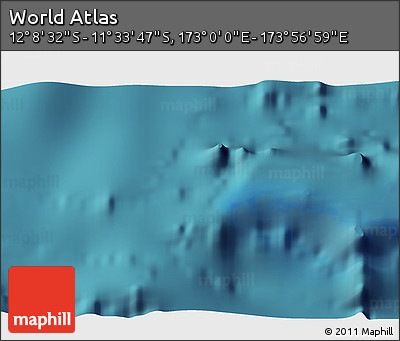 Satellite 3D Map of the Area around 11° 51' 9" S, 173° 28' 29" E
