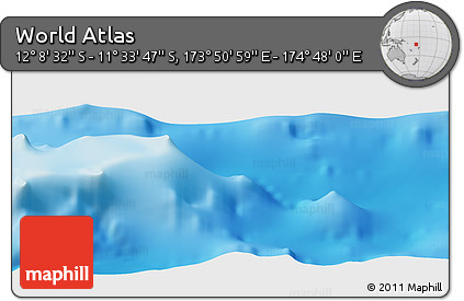 Physical Panoramic Map of the Area around 11° 51' 9" S, 174° 19' 29" E