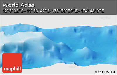 Physical Panoramic Map of the Area around 11° 51' 9" S, 174° 19' 29" E