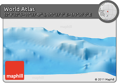 Physical Panoramic Map of the Area around 11° 51' 9" S, 176° 1' 30" E