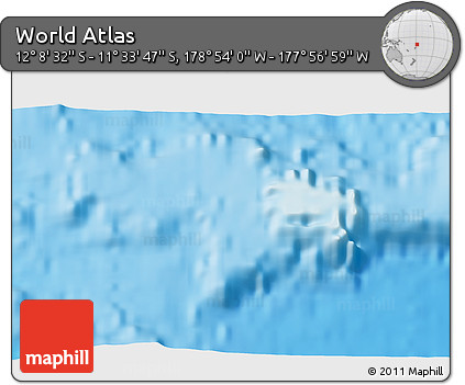 Physical 3D Map of the Area around 11° 51' 9" S, 178° 25' 30" W