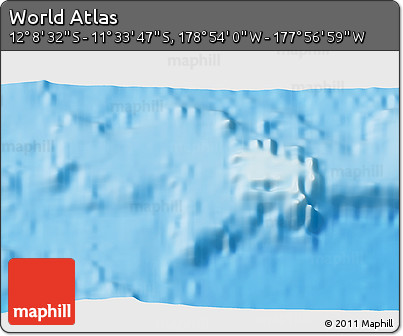 Physical 3D Map of the Area around 11° 51' 9" S, 178° 25' 30" W