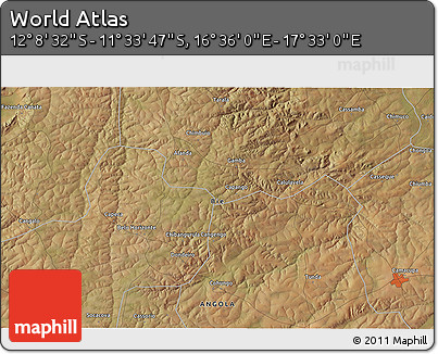Satellite 3D Map of the Area around 11° 51' 9" S, 17° 4' 30" E