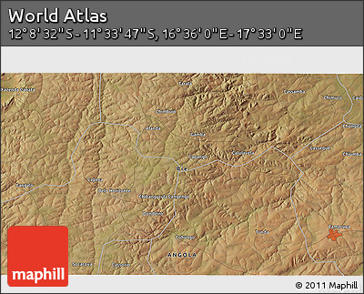 Satellite 3D Map of the Area around 11° 51' 9" S, 17° 4' 30" E