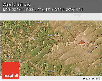 Satellite 3D Map of the Area around 11° 51' 9" S, 19° 37' 30" E