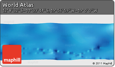 Physical Panoramic Map of the Area around 11° 51' 9" S, 19° 28' 30" W