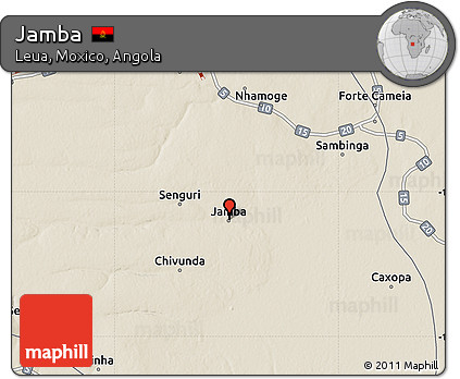 Shaded Relief Map of Jamba
