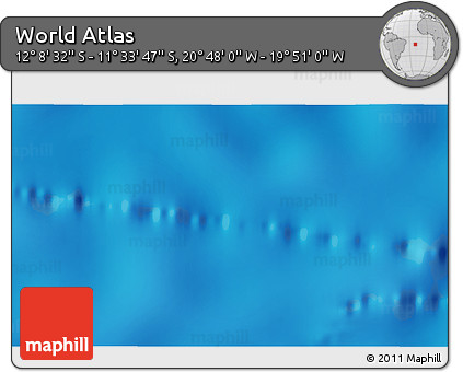 Physical 3D Map of the Area around 11° 51' 9" S, 20° 19' 30" W