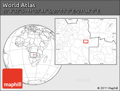 Blank Location Map of the Area around 11° 51' 9" S, 21° 19' 30" E