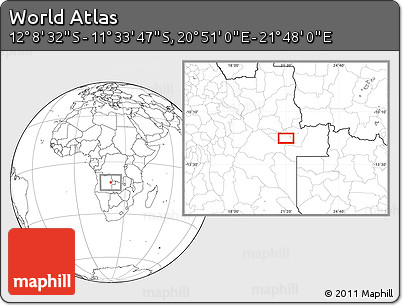 Blank Location Map of the Area around 11° 51' 9" S, 21° 19' 30" E