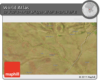 Satellite 3D Map of the Area around 11° 51' 9" S, 22° 10' 29" E
