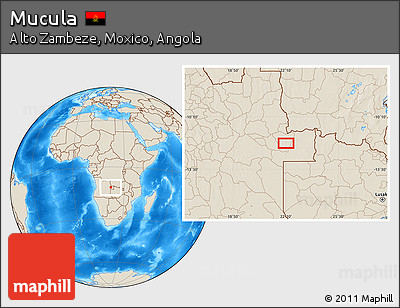Shaded Relief Location Map of Mucula