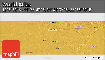 Physical Panoramic Map of the Area around 11° 51' 9" S, 22° 10' 29" E
